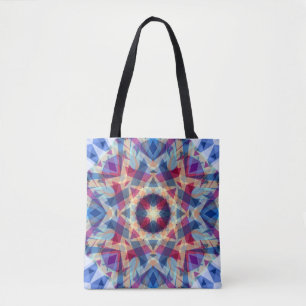 Christmas Star Jolly Blue Fun Purple Bright Red Tote Bag