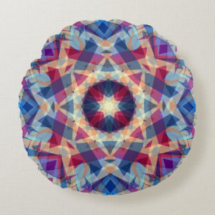 Christmas Star Jolly Blue Fun Purple Bright Yellow Round Pillow