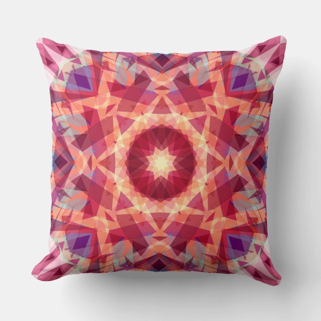 Christmas Star Jolly Red Fun Purple Bright Yellow Throw Pillow (Front)