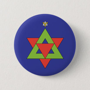 Christmas Star of David 2 Inch Round Button