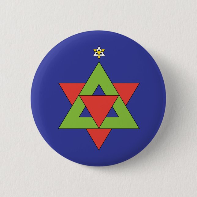 Christmas Star of David 2 Inch Round Button (Front)