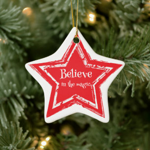 Christmas Star Ornament-Believe Ceramic Ornament