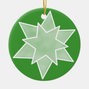 Christmas Star Ornament, Green Ceramic Ornament