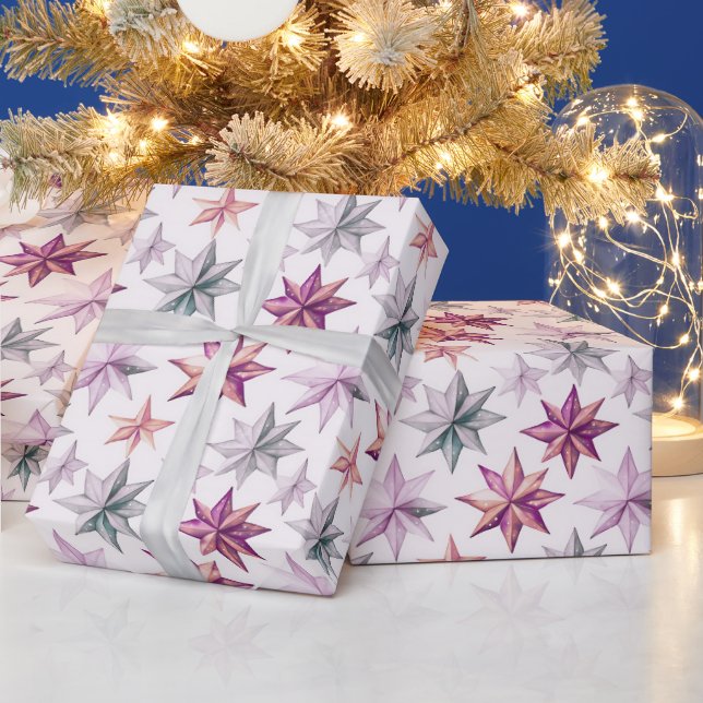 Christmas Star Ornaments Modern Christmas Wrapping Paper (Holidays)