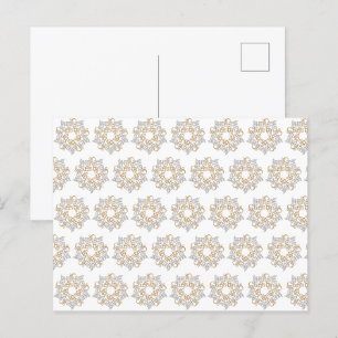 Christmas Star Pattern Gold Silver Calligraphy Art Postcard