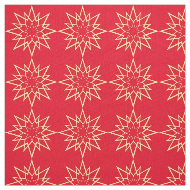 Christmas Star pattern on red Fabric (Swatch)