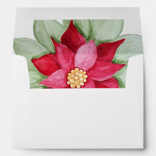 Christmas Star Poinsettia Watercolor Art Envelope