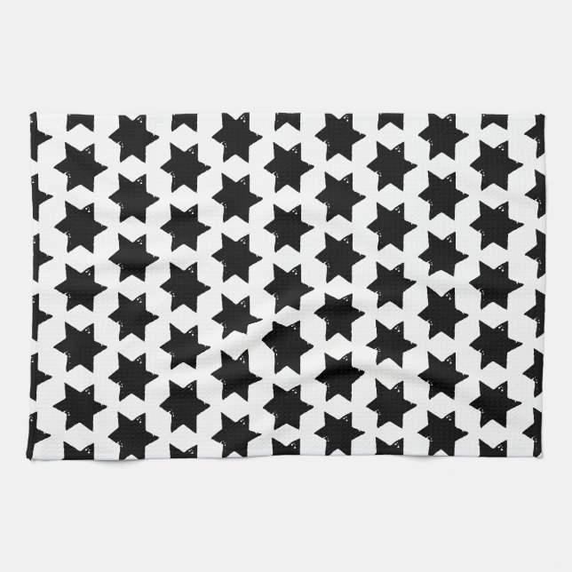 Christmas Star Potato Print Kitchen Towel (Horizontal)