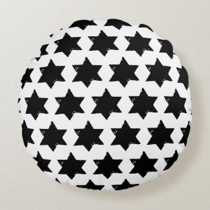 Christmas Star Potato Print Round Pillow