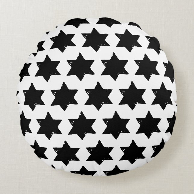 Christmas Star Potato Print Round Pillow (Front)