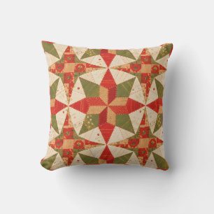 Christmas Star Quilt Throw Pillow