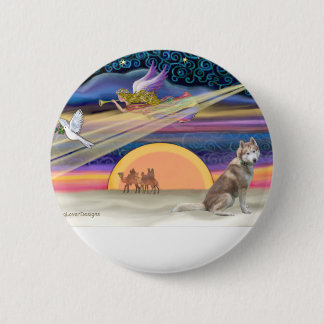 Christmas Star - Siberian Husky (red 2) 2 Inch Round Button