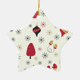 Christmas Star Snowflake Pattern Ceramic Ornament