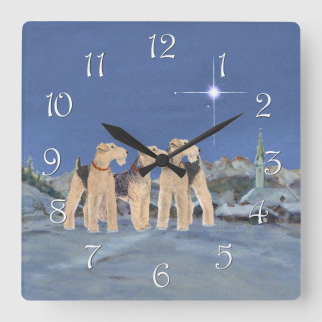 Christmas Star Square Wall Clock (Front)