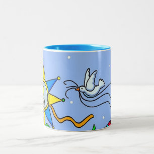 Christmas Star Ukrainian Folk Art Two-Tone Coffee Mug