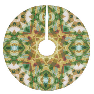 Christmas Star Winter Green Fall Brown Gold Yellow Brushed Polyester Tree Skirt