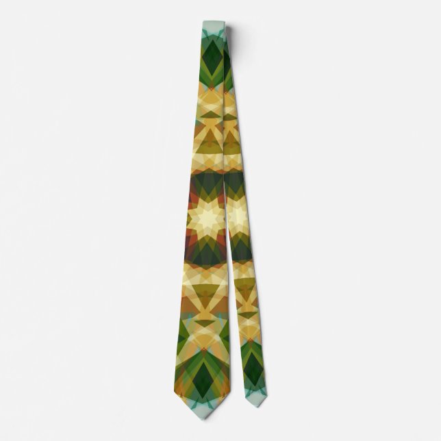 Christmas Star Winter Green Fall Brown Gold Yellow Tie (Front)