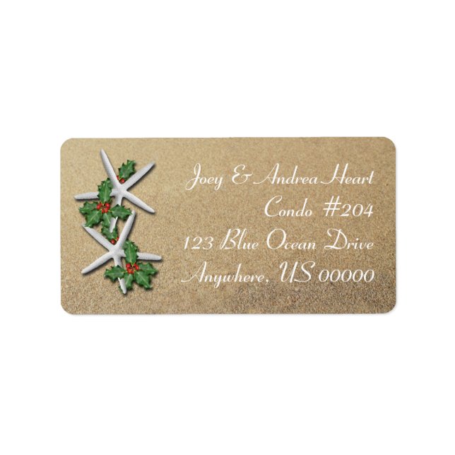 Christmas Starfish Beach Sand Return Address Label (Front)