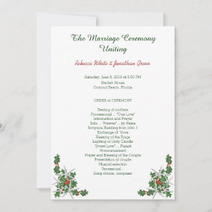 Christmas Starfish Beach Wedding Ceremony Program