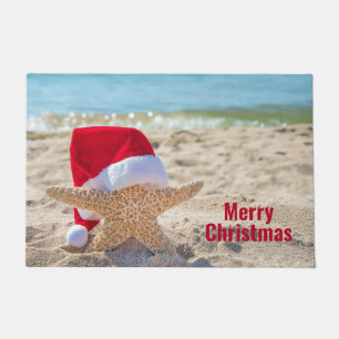 Christmas Starfish In Beach Sand Doormat