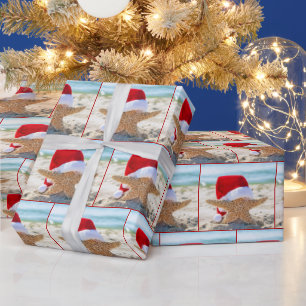 Christmas Starfish In Sand  Wrapping Paper