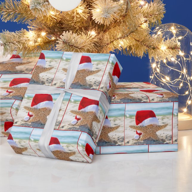 Christmas Starfish In Sand  Wrapping Paper (Holidays)