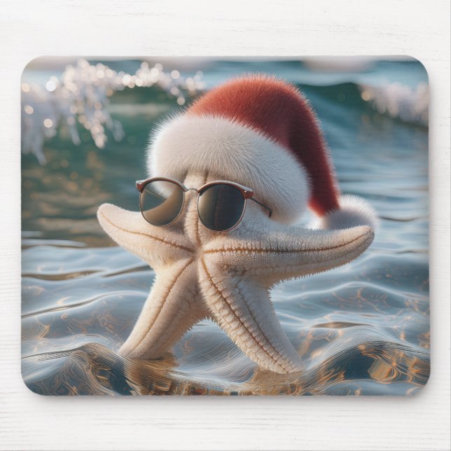 Christmas Starfish In the Ocean Mouse Pad (Front)