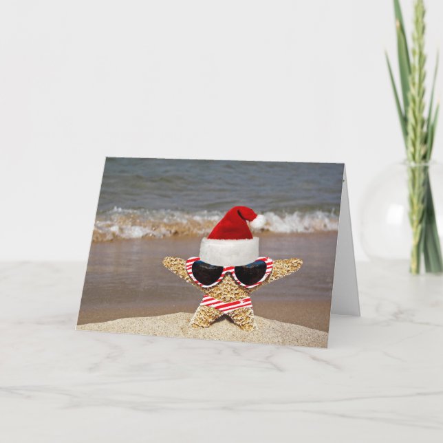Christmas Starfish on Vacation Holiday Card (Front)