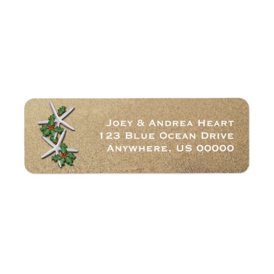 Christmas Starfish & Sand Skinny Address Label