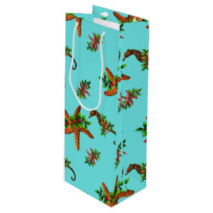Christmas Starfish Sea Horses Wine Gift Bag