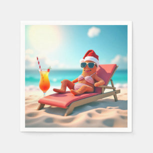 Christmas Starfish Sunbathing In a Bikini Napkin