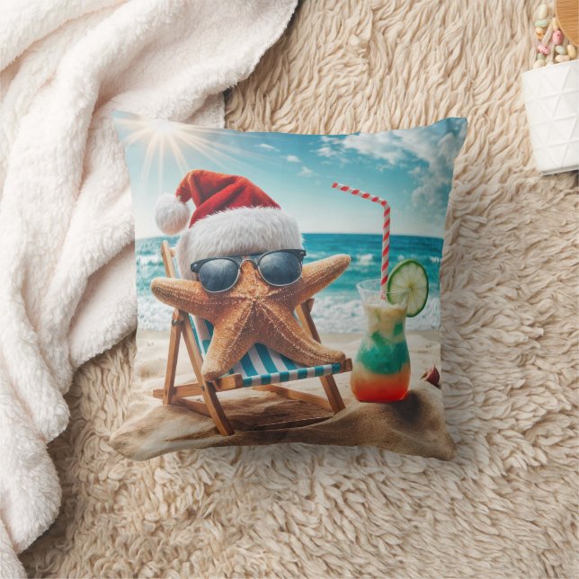 Christmas Starfish With a Cocktail Throw Pillow (Blanket)
