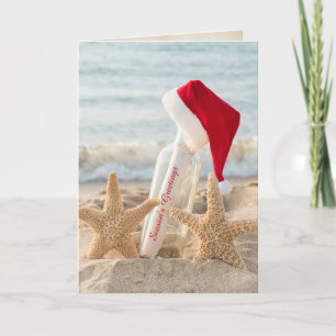 Christmas starfish with message in bottle card