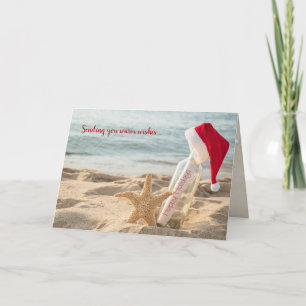 Christmas starfish with message in bottle card