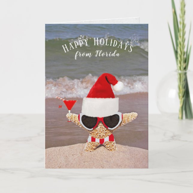 Christmas starfish with sunglasses and cocktail card (Front)