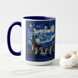 Christmas Starry Night Van Gogh Cat Lover Mug