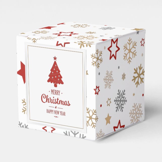Christmas Stars and Snowflakes Pattern Favor Box (Front Side)