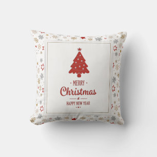 Christmas Stars and Snowflakes Pattern Throw Pillow