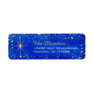 Christmas Stars Blue and Gold Custom Return