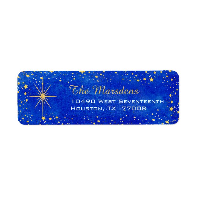 Christmas Stars Blue and Gold Custom Return (Front)