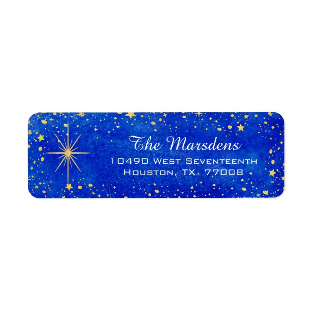 Christmas Stars Blue and Gold Custom Return (Front)