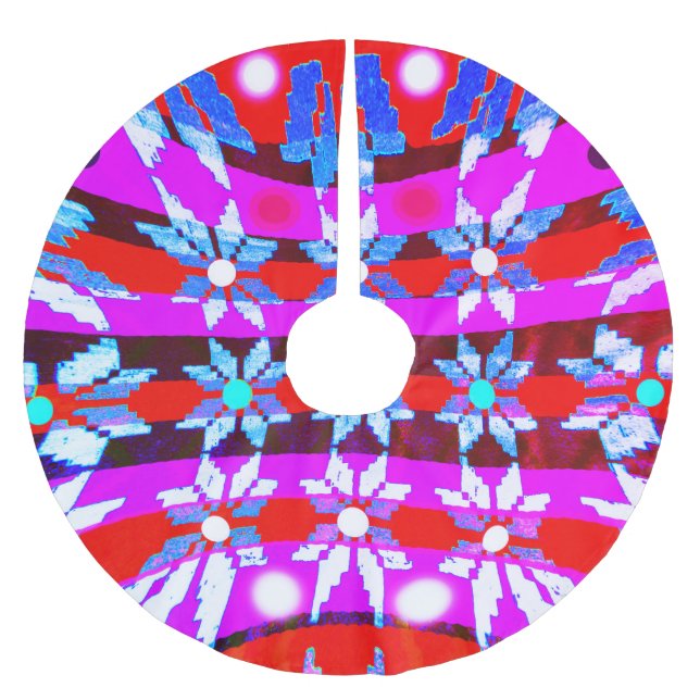 Christmas stars brushed polyester tree skirt (Front)