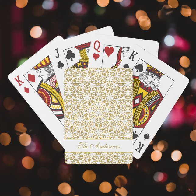 Christmas Stars Gold Pattern Luxury Personalized Playing Cards (Creator Uploaded)