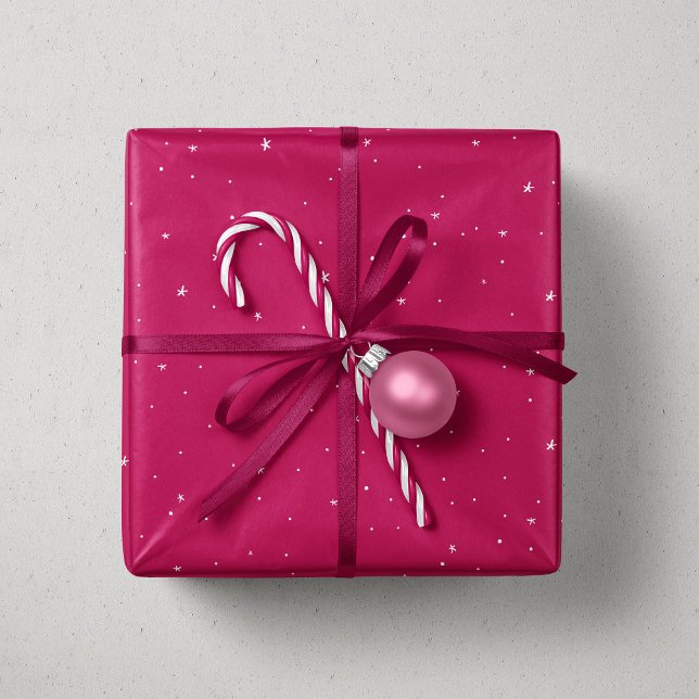 Christmas stars magenta pink cute fun holiday wrapping paper (Creator Uploaded)
