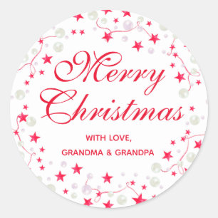 Christmas Stars & Ornaments Personalized Classic Round Sticker