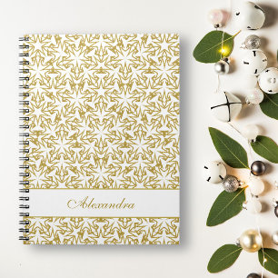 Christmas Stars Pattern Luxury Personalized Gold Notebook