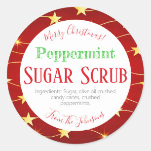 Christmas Stars Peppermint Sugar Scrub Labels