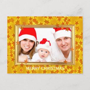 Christmas Stars Photo Frame + your photo & text Holiday Postcard