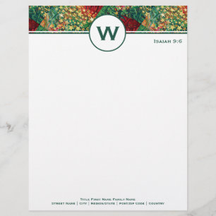 CHRISTMAS STARS Retro Personalized Monogram Letterhead