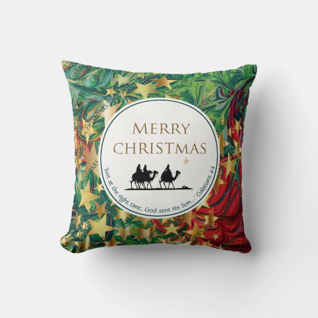 CHRISTMAS  STARS Three Wise Men Festive Scripture Throw Pillow (Front)